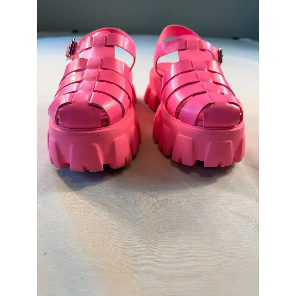 Steve Madden Echo Hot Pink Platform Fisherman Sandals Size 8.5